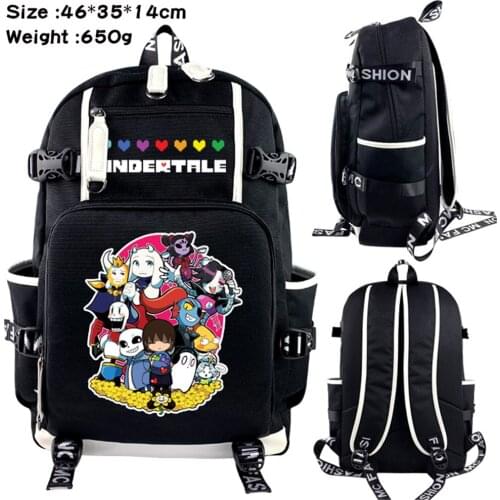 Game Undertale Packsack Teenager Black Zip Canvas Schoolbag Studednt Backpack Shoulders Travel Laptop Bag Cartoon Bookbag
