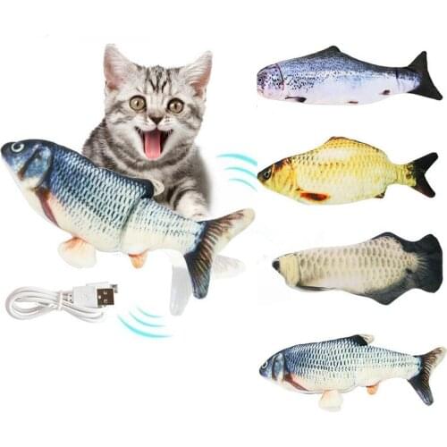 1PC Cat Wagging Catnip Toy USB Charging Simulation Cat Toy 28CM Dancing Moving Floppy Fish Cats Toy Electronic Pet Cat Toy