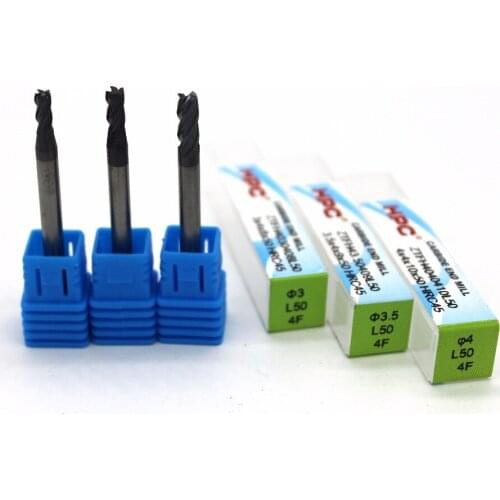 Router bit 3*4*50 of 4 flutes HRC 45 square flatted mill cutter tungsten carbide end mills CNC machine milling tools