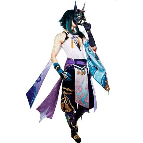 Game Genshin Impact Xiaos Costume Cosplay Suits Outfits Game Role Play Outfit Top Pants Gloves Set