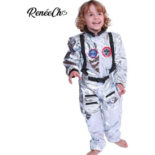 Halloween Costumes For Kids Child Astronaut Costume boys costume Spaceman Cosplay Silver Cosmonaut Jumpsuit Party Custom Cosplay