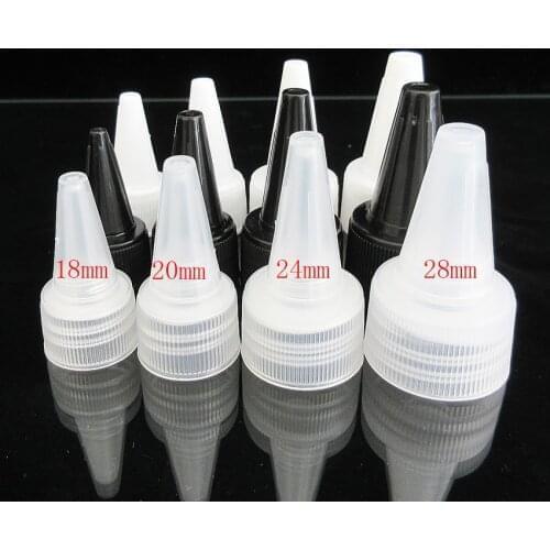 1200pcs Clear/White/Black Bottle Caps,18mm 20mm 24mm 28mm Twist off Cap for Hair Gel Bottle,Unicorn Bottle ,Plastic Cover