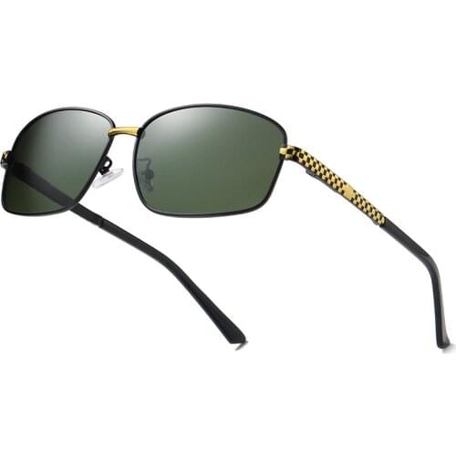 2020 new square polarized sunglasses men UV400 black dark green lens metal fashion retro shadow sunglasses for men oculos