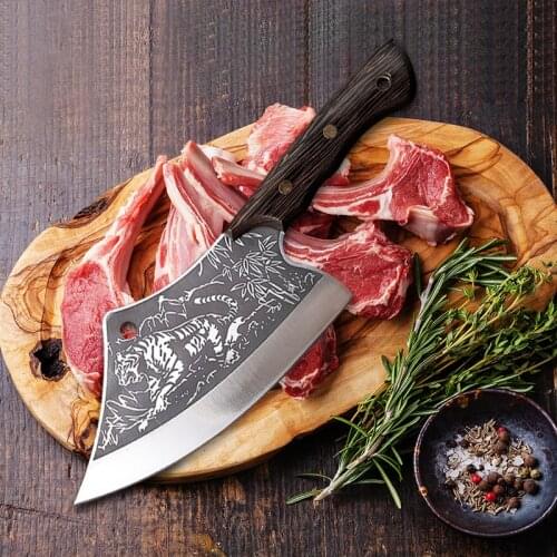 Stainless Steel Handmade Butcher Knife High Hardness Meat Cleaver Slicing Chefs Knife Cooking Tool