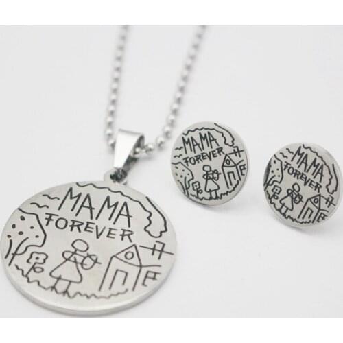 Mother 's Day Present Charm Stamped Mom Forever Pendant Necklace Gifts Stainless Steel Dog Tag Necklace Present