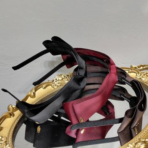 South Koreas Dongdaemun hair band headdress simple retro thread double-layer bow press hair out celebrity temperament hairhoop