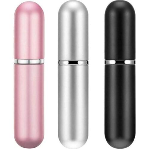 5ml Empty Perfume Bottle Mini Portable Travel Refillable Perfume Atomizer Bottle black pink silver color 1 set hot selling