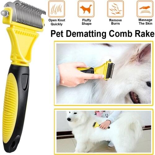 New Stainless Double-sided Pet Cat Dog Comb Brush Professional Large Dogs Open Knot Rake Knife Pet Grooming Products