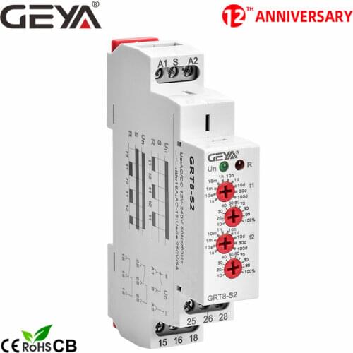 Free Shipping GEYA GRT8-S Asymmetric Cycle Timer Relay SPDT 220V 16A AC/DC12V-240V Electronic Repeat Relay
