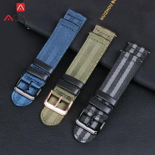 Soft Nylon Strap Band 18mm 20mm 22mm Sport Waterproof Canvas Army Green Men Women Replacement Watchband Bracelet for Smart Watch