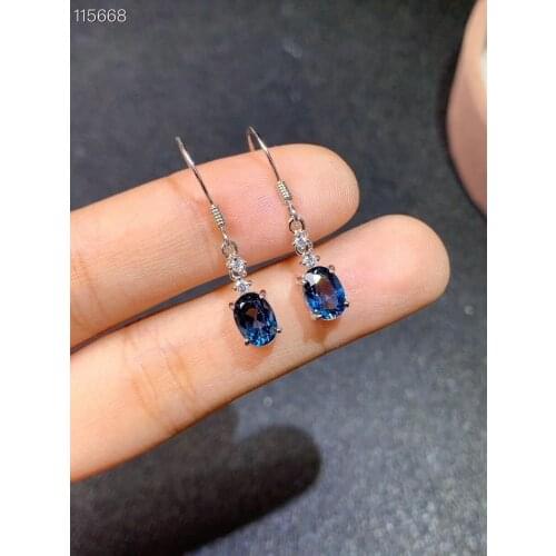 Natural Topaz Silver Earrings 925 Sterling Silver Earrings Fine Jewelry Gift For Women Lady Girls size 4x6mm