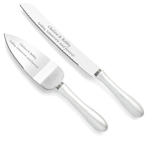 Custom Engraved Serving Set Cake Knife & Server,Personalized Wedding Cake Server and Knife Set,Pearl White Cake Decoration