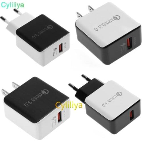 60pcs QC 3.0 Fast Wall Charger USB Quick Charge 5V 3A 9V 2A Travel Power Adapter Fast Charging US EU Plug for iPhone 7 8 X