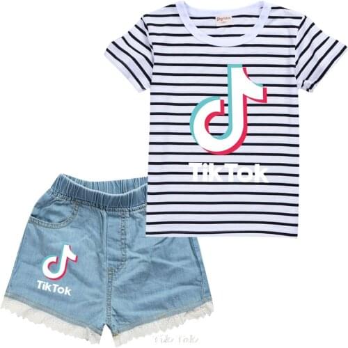 Tik Tok Baby Boy Girl Clothes Print Summer Short Sleeve T shirt+ Pants Toddler Set Casual Cotton Children Clothing