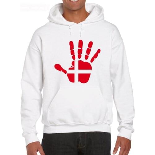 Printed Man Fashion Round Collar Denmark Hand Palm Hand Print - MenS - Flag Denmark Hip Hop Hoodies Sweatshirt