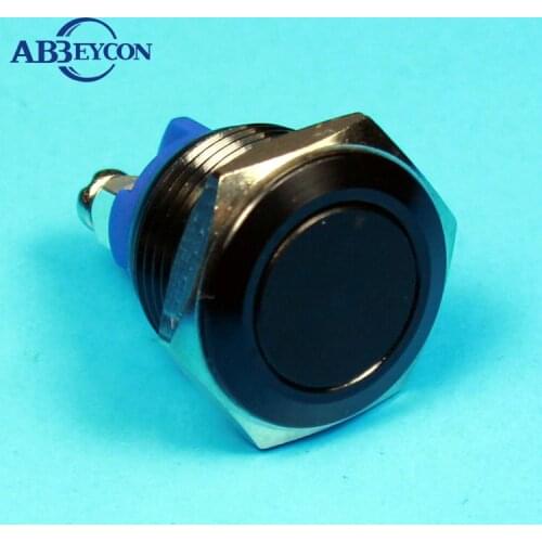 TY 1653 16mm flat round head momentary screw terminal blacken button switch