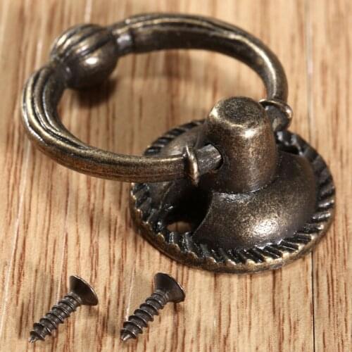 1pc Antique Brass Furniture Ring Pull Handles Metal Kitchen Drawer Cabinet Door Handle Furniture Knobs Cupboard Hardware