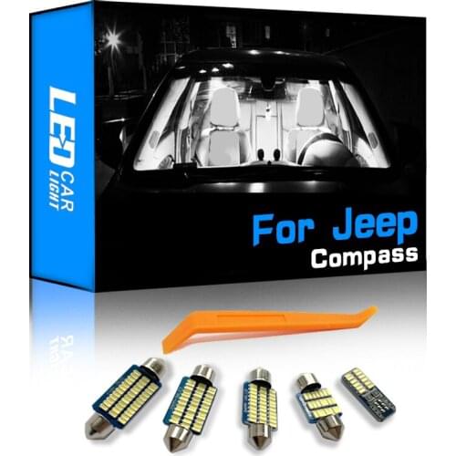 10Pcs Interior LED For Jeep Compass 2007-2019 Canbus Vehicle Bulb Indoor Dome Map Reading Light Error Free Auto Lamp Kit