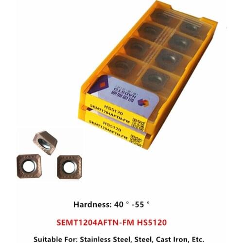 10P SEMT1204AFTN-FM HS5120 CNC Lathe Tool Milling Inserts Carbide Inserts For Stainless Steel