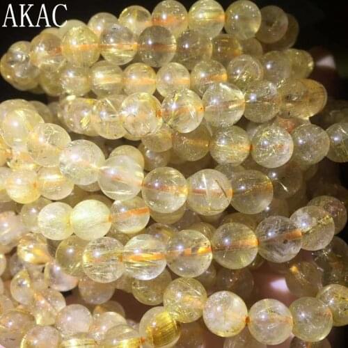 2bracelets Approx8-8.5mm A grade AKAC natural golden rutile bracelet beads wholesale