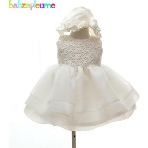 2PCS/0-24M/Summer Style Newborn First Birthday Dresses+Hat Baby Girls Clothes Infant Wedding Party Dress Christening Gown BC1194