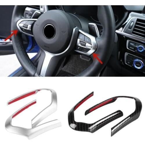 2pcs ABS Chrom /Carbon Fiber Car Steering Wheel for BMW F20 F22 F30 F32 F10 F06 F15 F16 M-Sport wheel Decoration Cover Trim