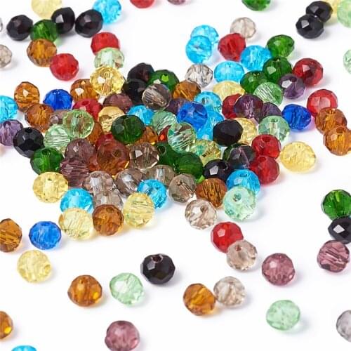 200pcs Mixed Color 4mm Faceted Abacus Transparent Glass Beads Loose Spacer Beads for Jewelry Making DIY Necklace 4x3mm Hole: 1mm