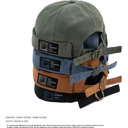 2021 Skullcap Retro Men Sailor Cap Women Warm Rolled Cuff Bucket Cap Brimless Hat Adjustable Spring summer Hat Bonnet Beanies