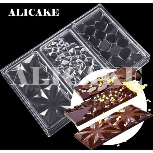 3D Polycarbonate Chocolate Molds Tray Pan 3 In 1 Tray for Cake Mold Chocolate Bar Moulds Form Bakery Baking Mold Pastry Tools