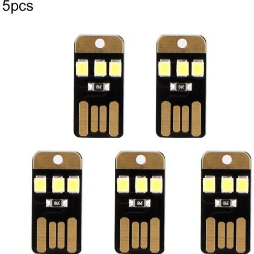 5PCS Night Lamp Mini Pocket Card USB Power LED Keychain Night Light 0.2W Light for Power Bank Computer Laptop