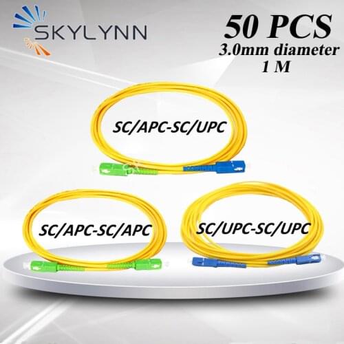 50PCS 1 Meter SC APC and UPC Connector OS2 SM G652D SX Core 3.0mm Diameter Optical Fiber Patch Cord IL Less Than 0.3db