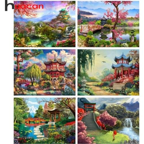 Huacan 5D Diamond Painting Full Square House Mosaic Cross Stitch Diamond Embroidery Landscape Picture Of Rhinestones Wall Art