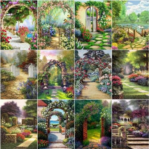 AZQSD Diamond Painting Garden Mosaic Needlework Home Decoration Diamond Embroidery Sale Landscape Handmade Craft