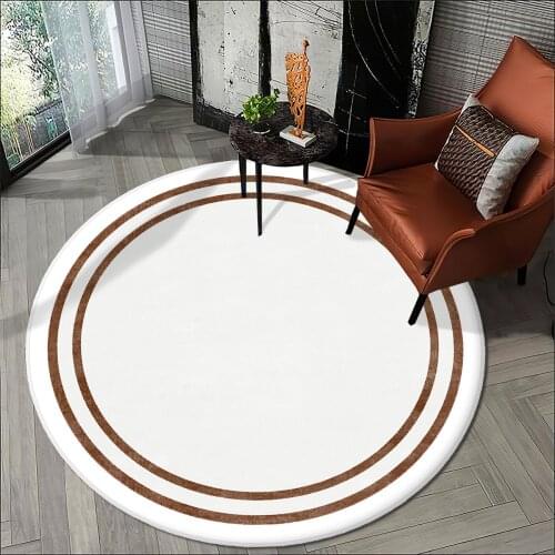 White modern living room carpet kitchen round carpet brown ribbon detailed high quality Free Shipping carpet