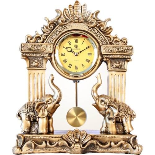 SILENT MANTEL CLOCK HOUSE ELEPHANT PENDULUM VINTAGE QUARTZ TABLE CLOCK LIVING ROOM CREATIVE TABLE SCULPTURES ROOM
