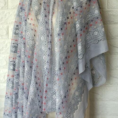 Two-color hollow lace clothing fabric soft gauze cloth Hanfu skirt fabric fabric handmade diy cloth fabric