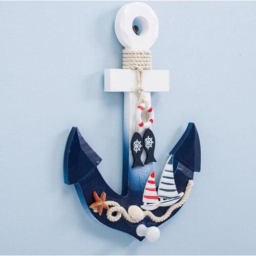 Wooden Sea Anchors with Rope Nautical Boat Steering Rudder Wall Decor Door Hanging Ornament Nautical Marine Decoration Ocean