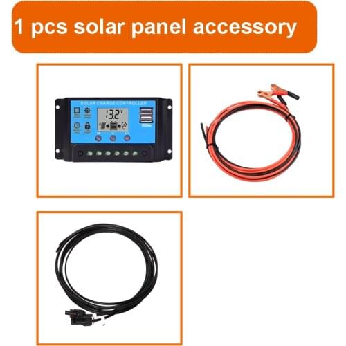 12v solar panel accessories 10A controller 3m photovoltaic cable alligator clip connect lithium iron/lead-acid battery