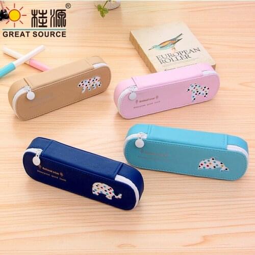 Leather Pencil Box Stationery For School Pen Case Stationery Organizer Ziplock Pencil Box(15PCS)