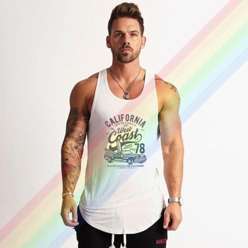 California West Coast Convertible Brand Gym Clothing Bodybuilding Cotton Tank Tops For Men Summer Singlet Sleeveless Plus Size