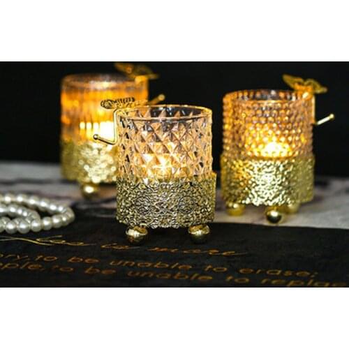 Nordic Metal Candle Holder Crystal Glass Candlesticks Gold Luxury Home Decoration Accessories Wedding Dining Table Candle Decor