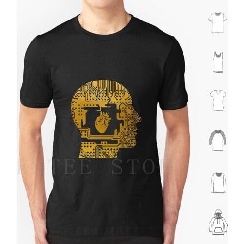 Circuit Man Head With Heart T Shirt Cotton Men Diy Print Circuit Man Head With Heart Computer Science Electronic Motherboard