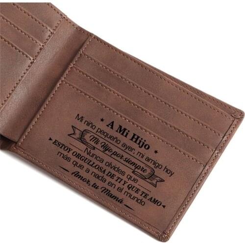 A Mi Hijo Spain TO My Son Mens Wallet Engraving Engraved Purse PU Card Holder For Son Birthdays Christmas Gift