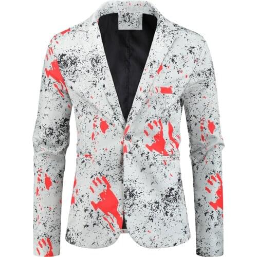 Men Stylish White Casual Floral Print Formal Blazer Casual Suits Jacket Slim Fit Blazer Jacket for Men