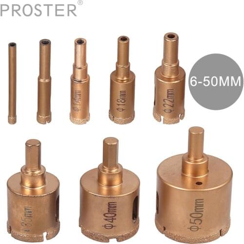 Proster 8Pcs 6-50mm Diamond Core Drill Bit Set Wet/Dry Cut Diamond Hole Saw Cutter Glass Ceramic Tile Granite Marble Drill Tool