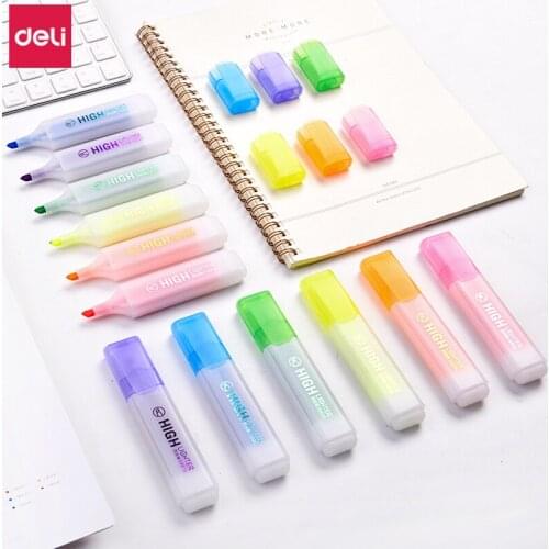Deli 6 colors highlighter pen set cute mini candy colors scribble sign marker school office stationery supply fluorescent pen