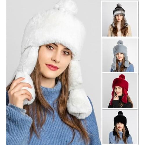 2021 Winter New Hat Women Plush Plus Wool Hat Ear Cap Princess Hat Lei Feng Hat Thick Warm Outdoor Cold Hat Ear Cap Ski Cap