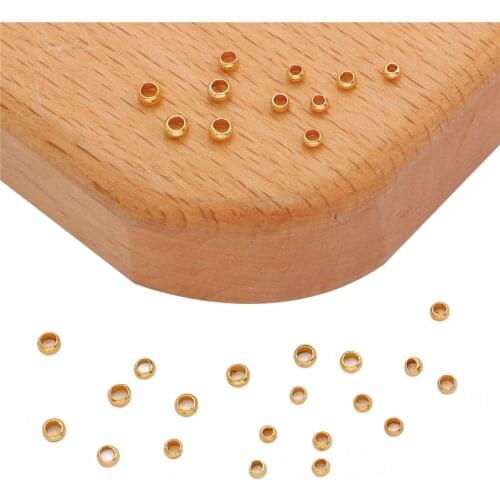 18K Gold Plated 100Pcs 2.5mm 3mm Copper Ball Crimp End Stopper Spacer Beads for DIY Necklace Bracelet Jewelry Findings Making