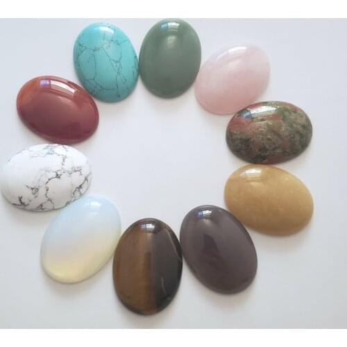 Wholesale 6pcs/lot good quality mixed natural stones Oval CAB CABOCHON 30x40mm charms stone beads for Diy jewelry making free