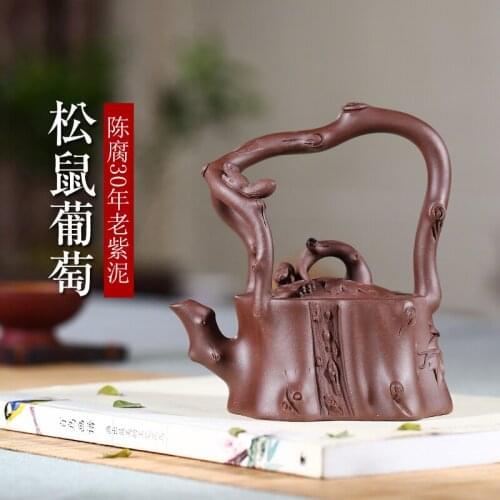 Embellish sand gift yixing recommended pure manual famous ore old purple clay squirrel girder pot of grape
